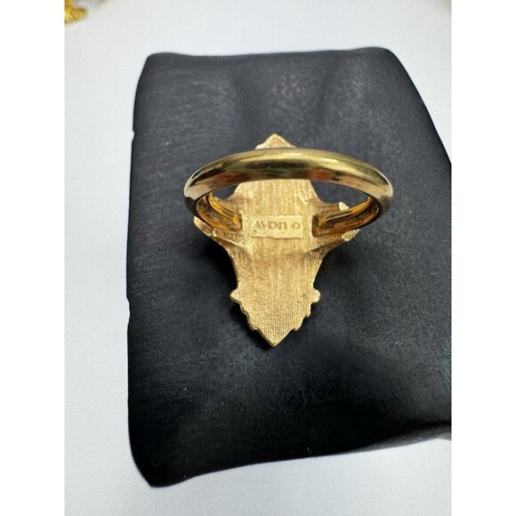 Vtg Avon 1976 Kensington Ring Gold-tone Sz 5 Victorian Revival Signed - Picture 10 of 12
